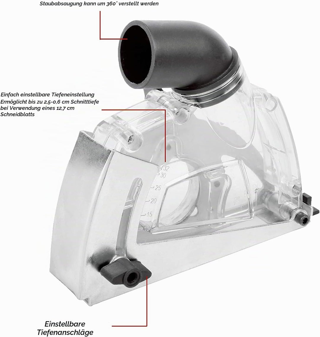 Aidelife Universal Absaughaube für Winkelschleifer 115/125mm mit Diamant-Trennscheibe 125 mm x 22,2