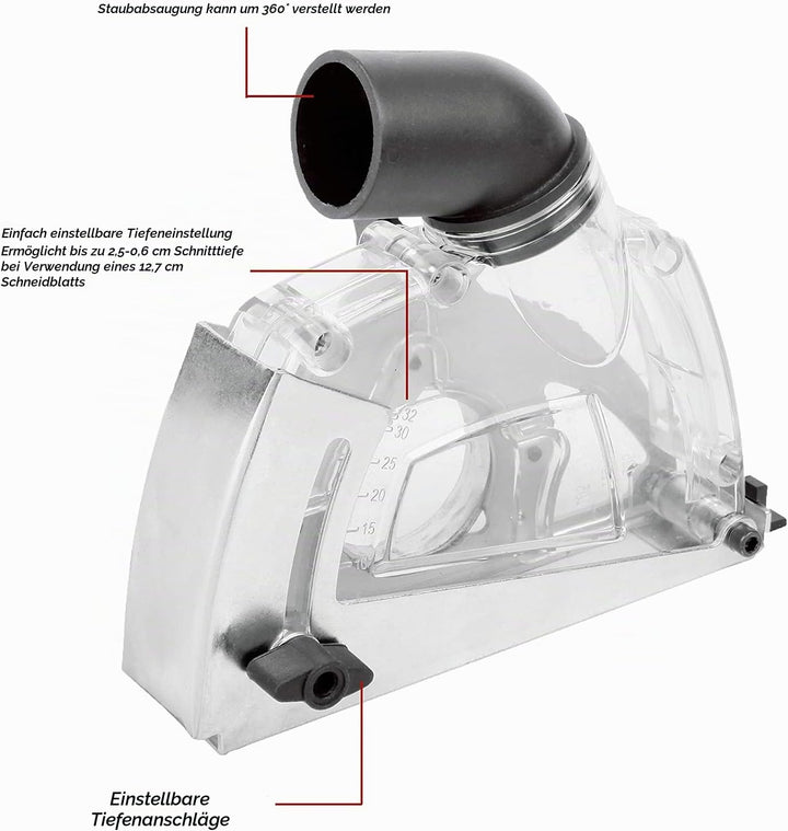 Aidelife Universal Absaughaube für Winkelschleifer 115/125mm mit Diamant-Trennscheibe 125 mm x 22,2