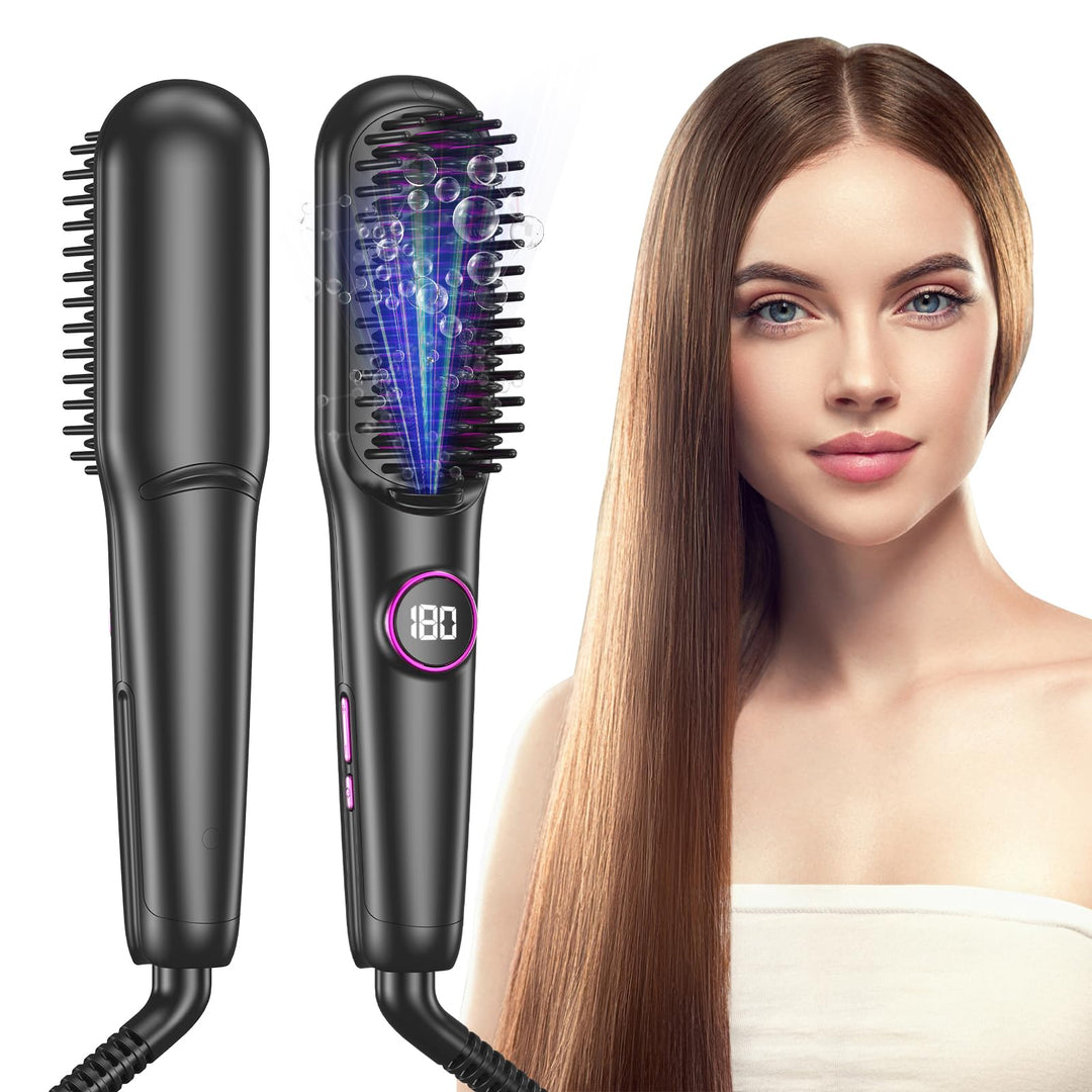 Glättbürste Keramik, Professioneller Glätteisen & Haarbürste, Haarglätter Bürste 9 Temperaturen, Ion