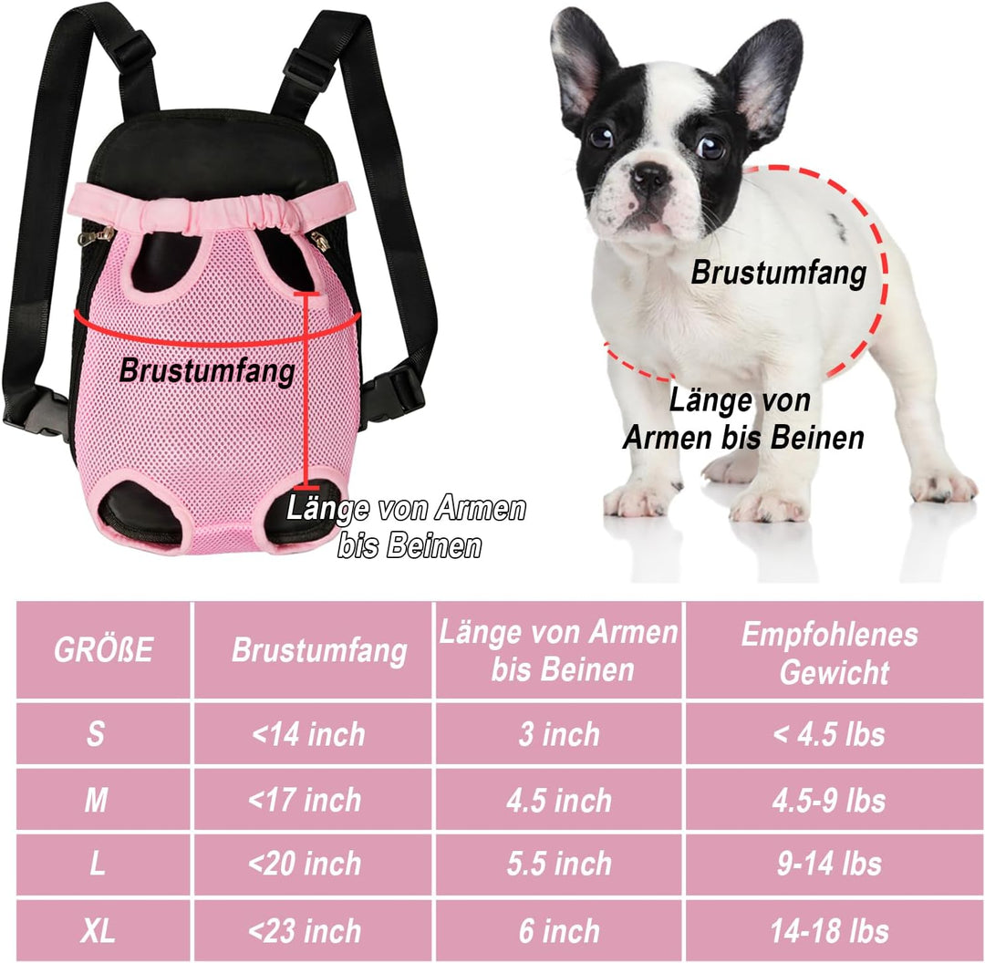 FEimaX Hunde Rucksack Hundetragetasche Verstellbar Frontrucksäcke Atmungsaktiv und Bequem Haustier T
