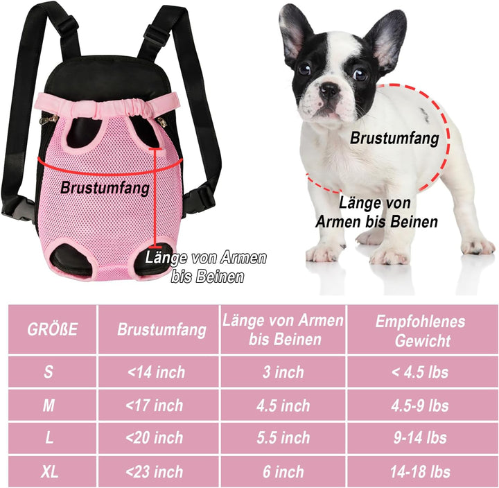 FEimaX Hunde Rucksack Hundetragetasche Verstellbar Frontrucksäcke Atmungsaktiv und Bequem Haustier T