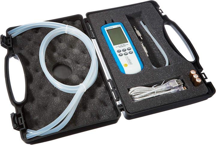 PeakTech 5144 – Digitales Manometermit Messbereich bis max. 200 mBar, Differenzdruck-Messgerät mit U