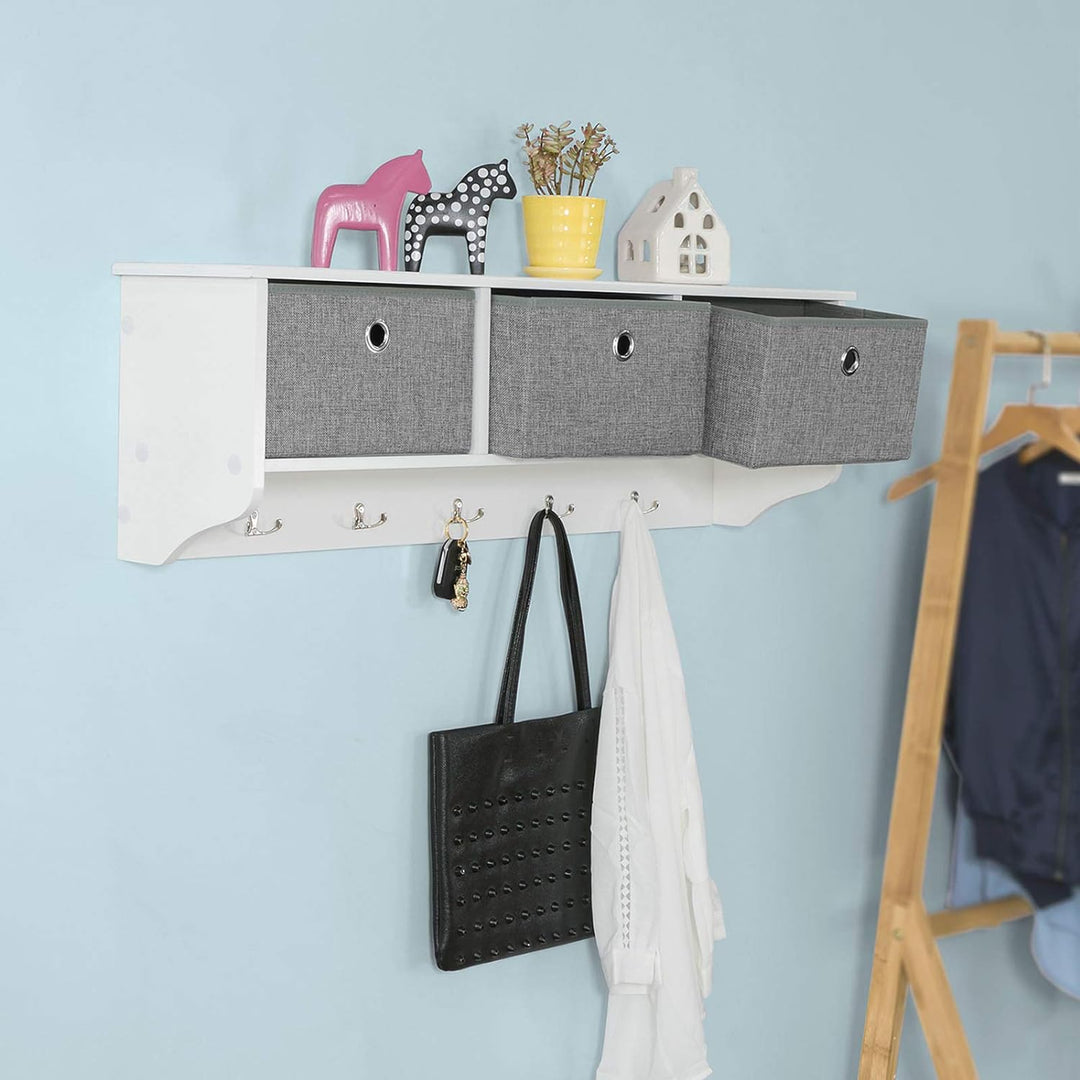 SoBuy Wandgarderobe-Set Flurset Flurmöbel Schuhbank mit Sitzfläche Flurgarderobe FSR35-W+FRG282-W