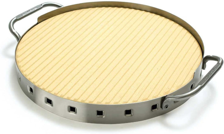 Broil King Grill-/Grillzubehör, Pizzastein-Set Premium 33 cm Durchmesser hoch 1 cm, Edelstahl, 5 x 5