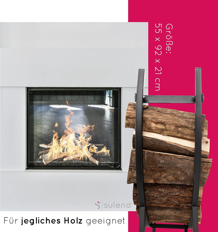 SULENO Kaminholzregal BRISTOL 55 x 92 x 21 cm Holzlager Kaminzubehör schwarz