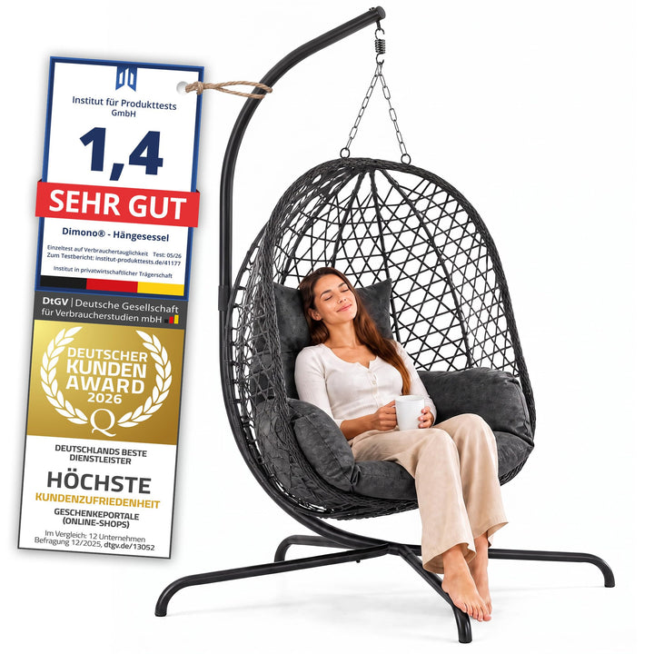 Hängesessel mit Gestell; Hängekorb Sessel; Schwebeliege Rattan Outdoor & Indoor Relax-Stuhl; Egg Sch