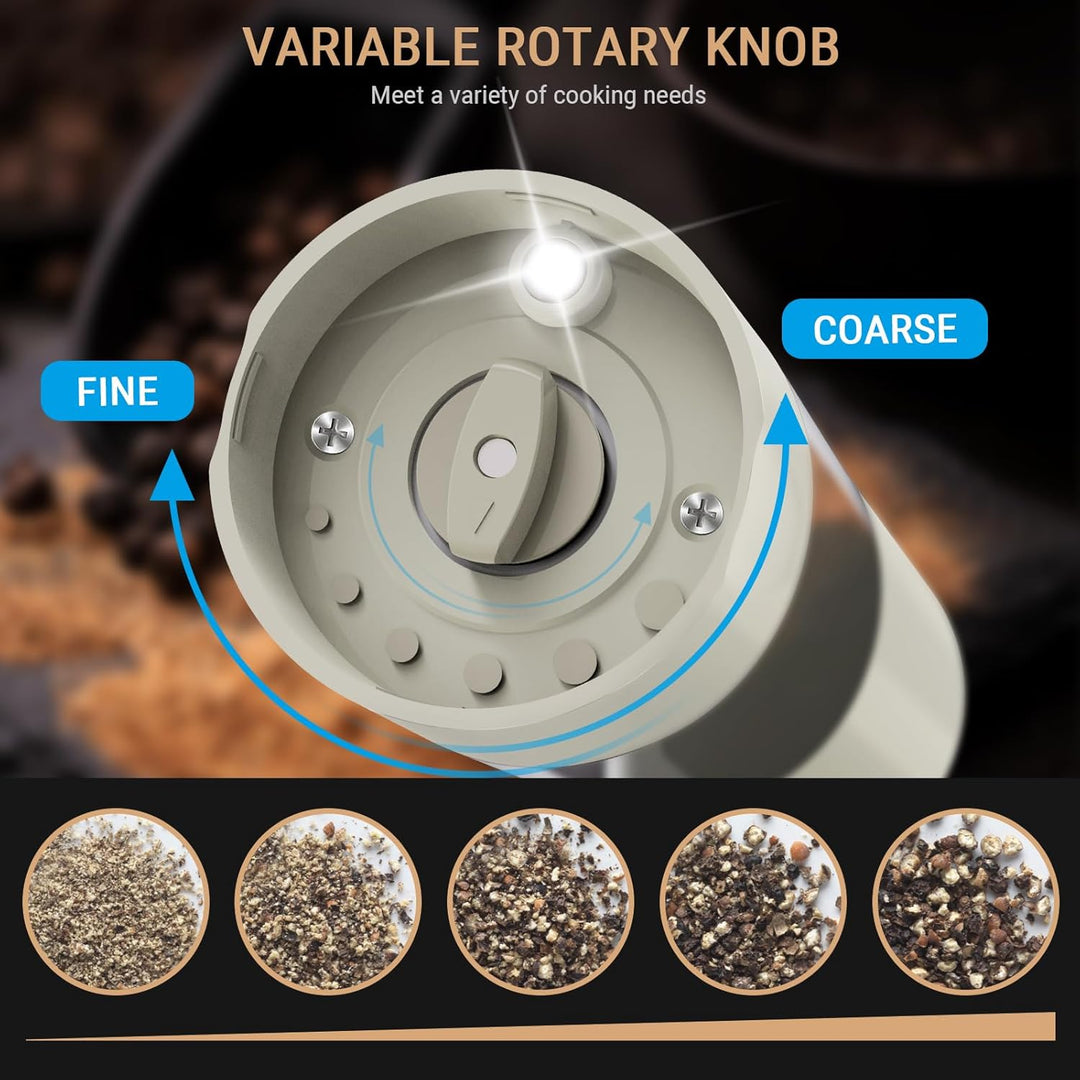 Salz und Pfeffermühlen Elektrisch 2er Set (LED-Display, Wiederaufladbar, Einstellbare Rauheit Kerami
