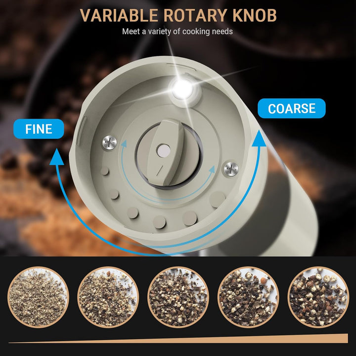 Salz und Pfeffermühlen Elektrisch 2er Set (LED-Display, Wiederaufladbar, Einstellbare Rauheit Kerami