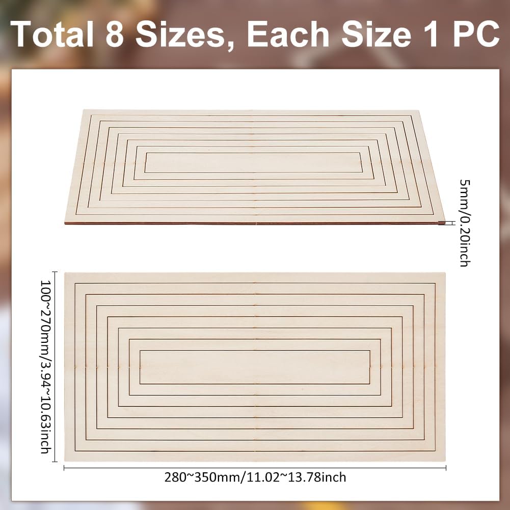 UNICRAFTALE 8 Stück Keramikplatten Formformen Rechteckige Töpferwerkzeuge Holzschienen Set Konzentri