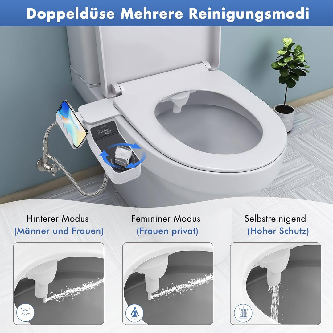 Bidet Einsatz für Toilette Nicht Elektrisch Bidet Aufsatz für Toilette mit Einziehbare Selbstreinige