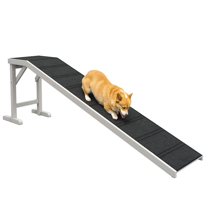 PawHut Hunde-Rampe für Bett, Haustier-Rampe für Hunde mit rutschfestem Teppich und oberer Plattform,