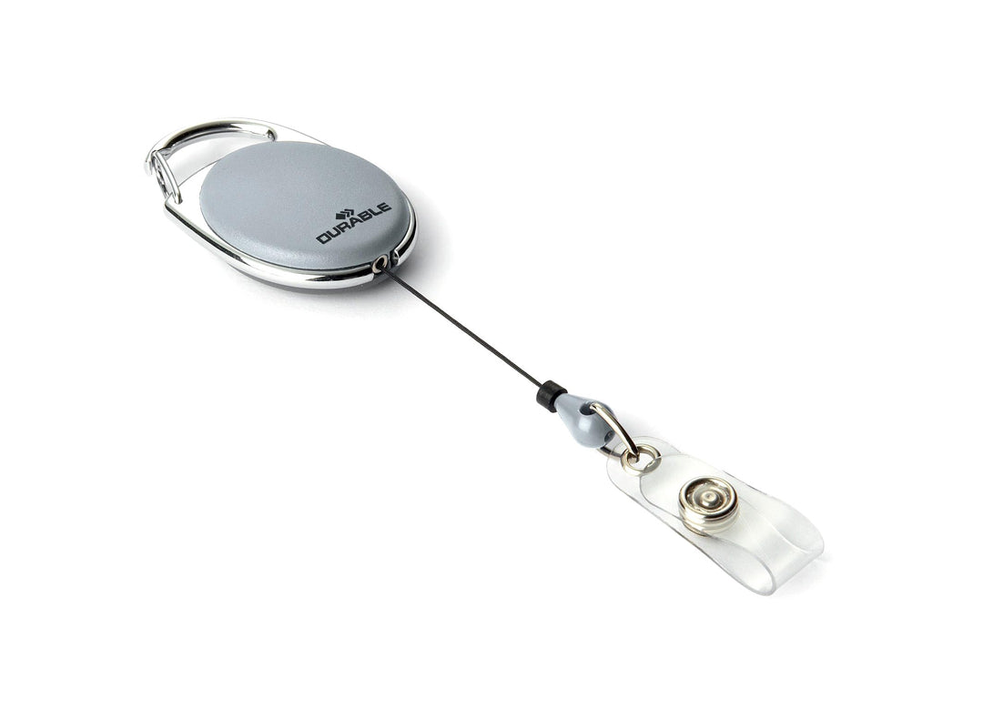 Durable Schlaufenclip Jojo Style (mit Metallclip und Druckknopfschlaufe) 10 Stück grau, 832410, grau