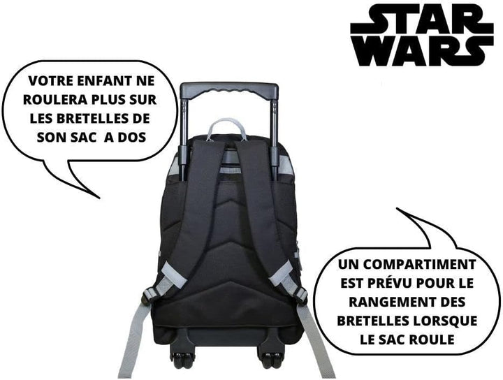 Bagtrotter Disney Star Wars Rucksack mit Rollen, Schwarz