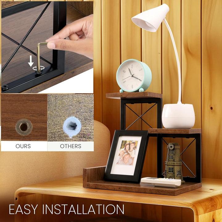 BELLE VOUS Schreibtischregal mit DREI Etagen - Schreibtisch Regal aus Holz - Kleines Bücherregal - S