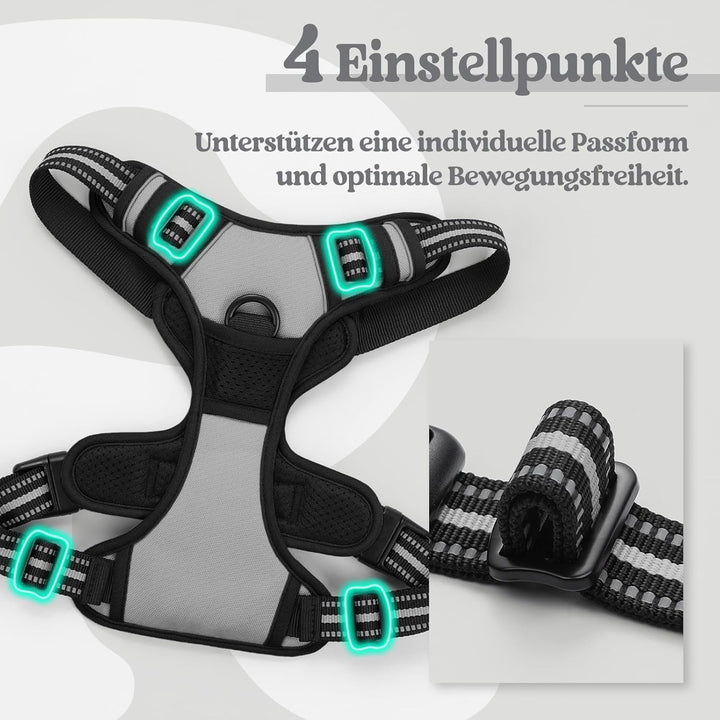 rabbitgoo Hundegeschirr Mittelgrosse Hunde, Anti Zug Geschirr mit Kontrolle, No Pull Verstellbar Hun