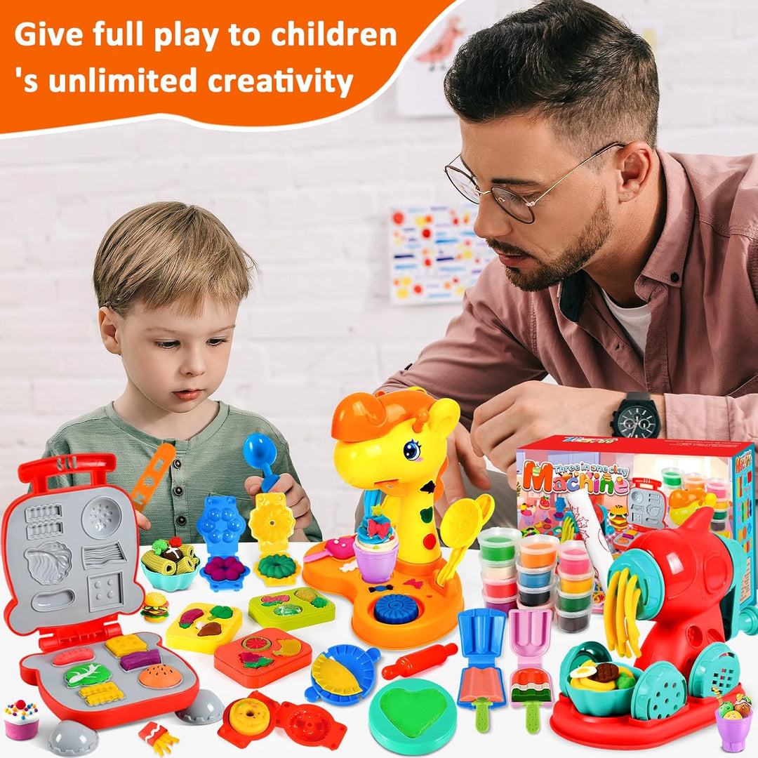 Knete Dough Set für Kinder, Kitchen Creations Nudelmaschine Spielset Burger Eiscreme, Knete Zubehör