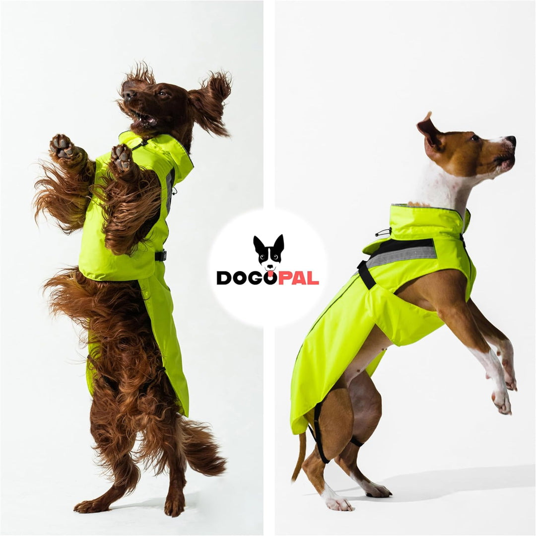 DOGOPAL Regenmantel Hund wasserdicht für kleine & grosse Hunde - Gelber Hunderegenmantel mit Reflekt
