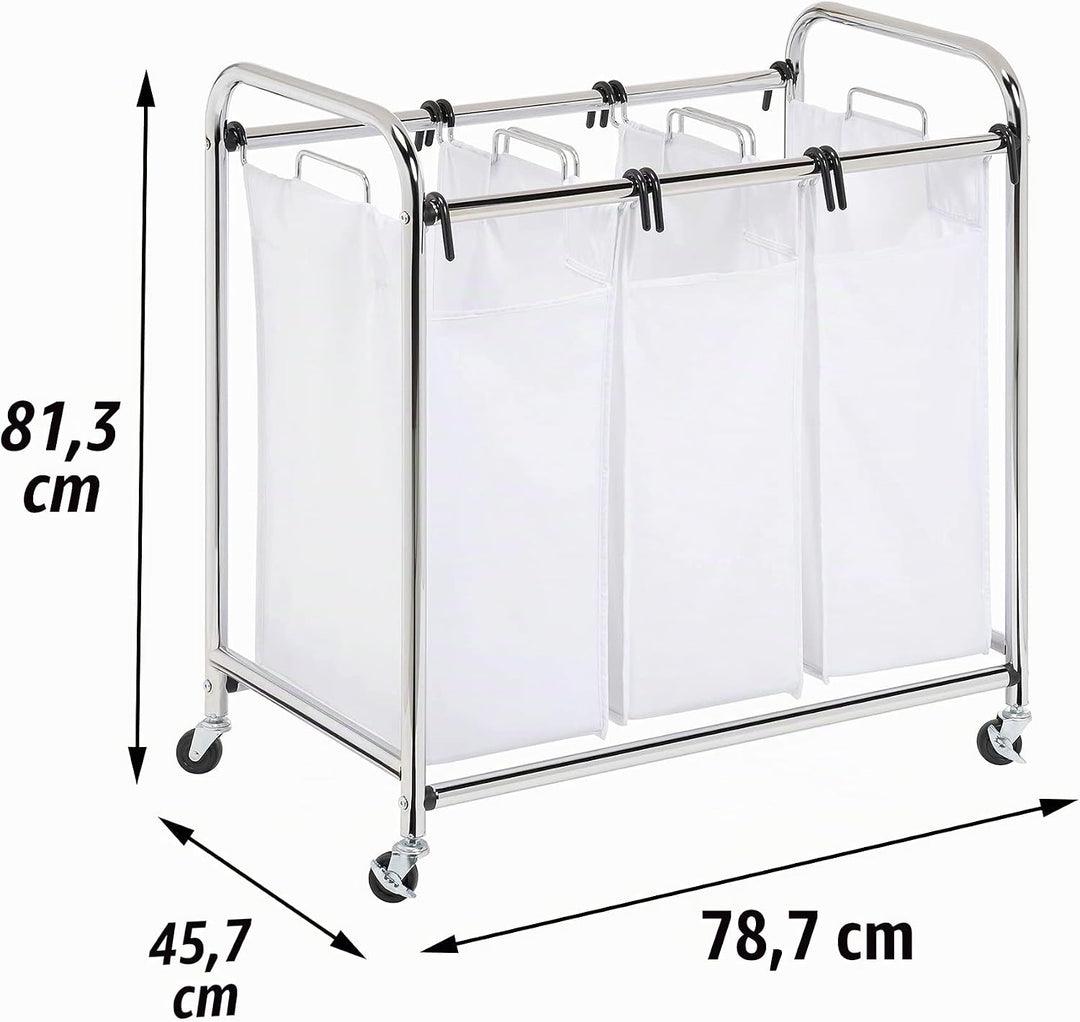Honey-Can-Do SRT-01235 Verchromter Sortierer mit DREI Fächern Metall 45,7 x 78,1 x 81,3 cm, Chrom HD