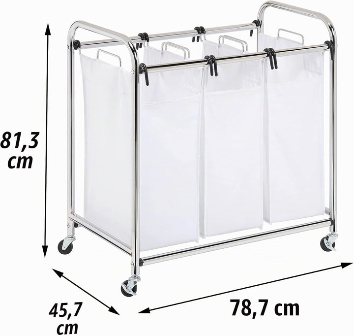 Honey-Can-Do SRT-01235 Verchromter Sortierer mit DREI Fächern Metall 45,7 x 78,1 x 81,3 cm, Chrom HD