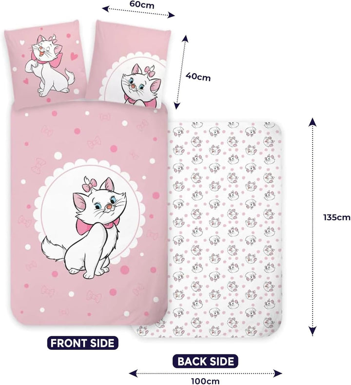 Disney Aristocats Marie Katzenbett Grösse Bettwäsche-Set | Bettbezug 100x135 cm + Kissenbezug 40x60