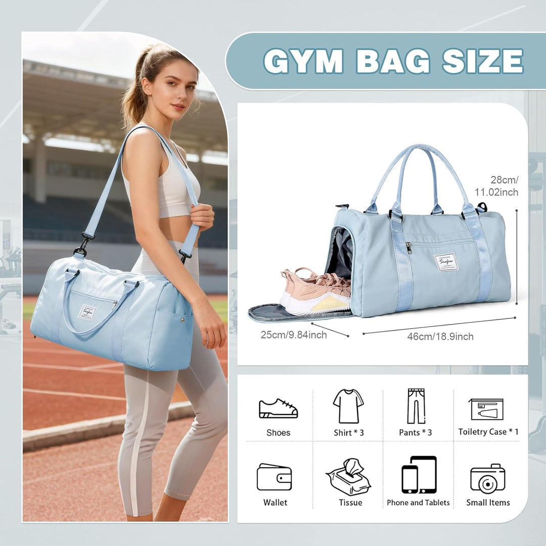 Sport Duffel Bag Damen Herren Sporttasche mit Schuhfach & Nassfach Reisetasche Handgepäck Tasche Spo