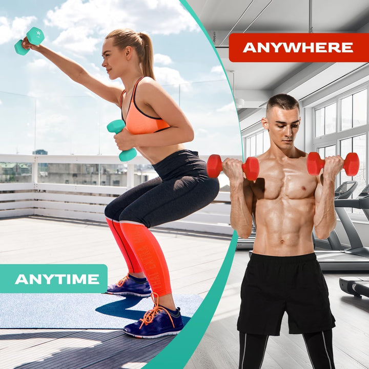 Yes4All Neopren Hanteln Set Gewichte, 2er-Sets, 1kg, 1.5kg, 2kg, 3kg, 4kg, 5kg, Dumbbells Set für Kr