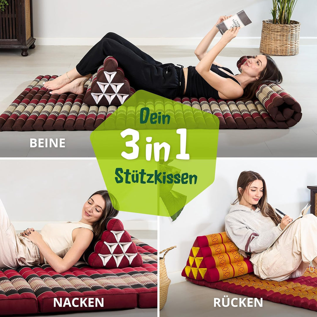 livasia Rückenstützkissen breit für Paare, Dreieckskissen für Garten und Balkon, Keilkissen mit Kapo