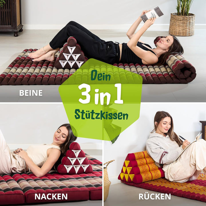 livasia Rückenstützkissen breit für Paare, Dreieckskissen für Garten und Balkon, Keilkissen mit Kapo