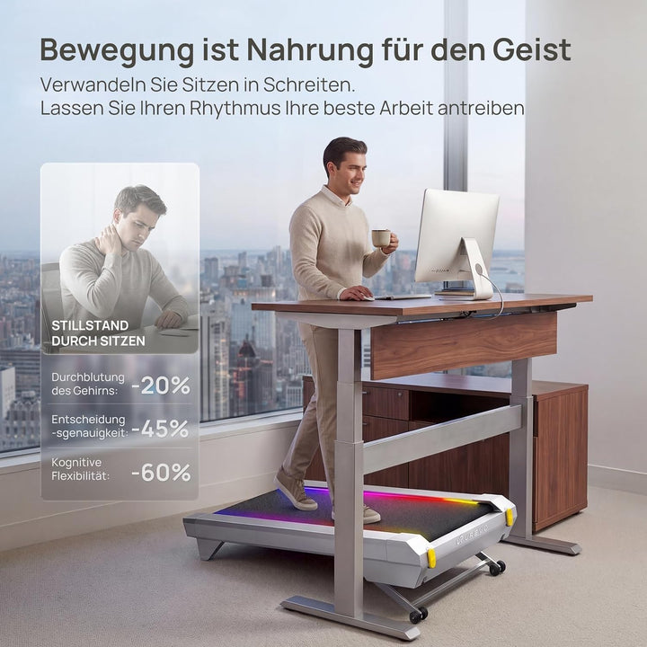 UREVO CyberPad Walking Pad mit 14% automatischer Steigung – Smart Untertisch-Laufband fürs Büro &amp; Zu