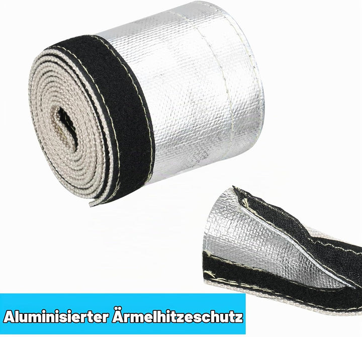 2 M Hitzeschut Zhülle für Kfz-Schläuche,Metall Hitzeschutz Hitzeblech Kabelschutz mit Klettverschlus