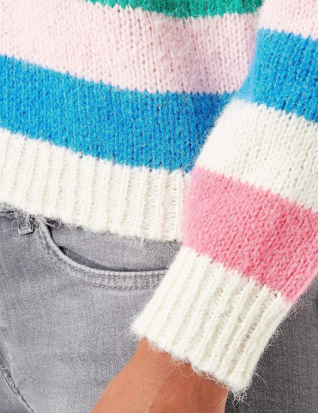 PIECES Female Strickjacke PCNATASHA L Birch/Stripes:shocking Pink-mint-rosh-french Blue, L Birch/Str