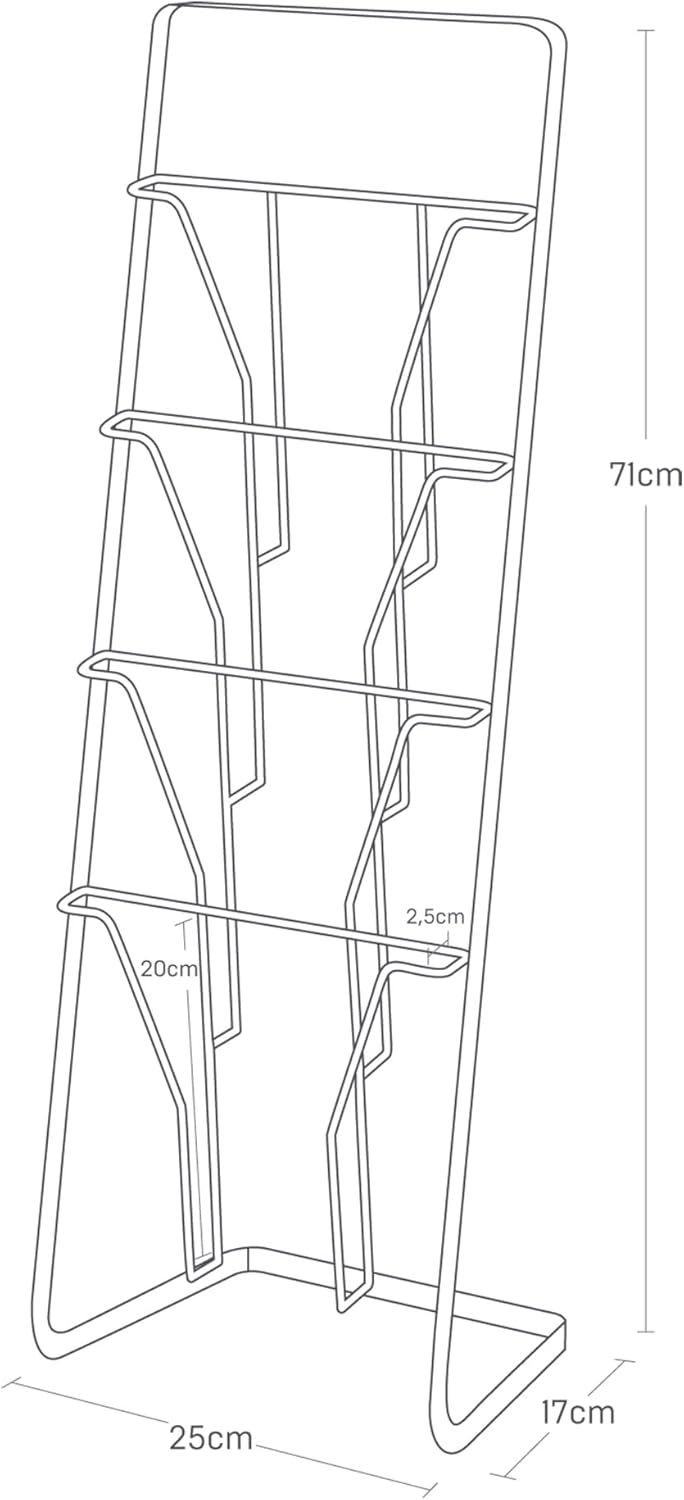 Magazine stand 4 folders - Tower - black Schwarz, Schwarz