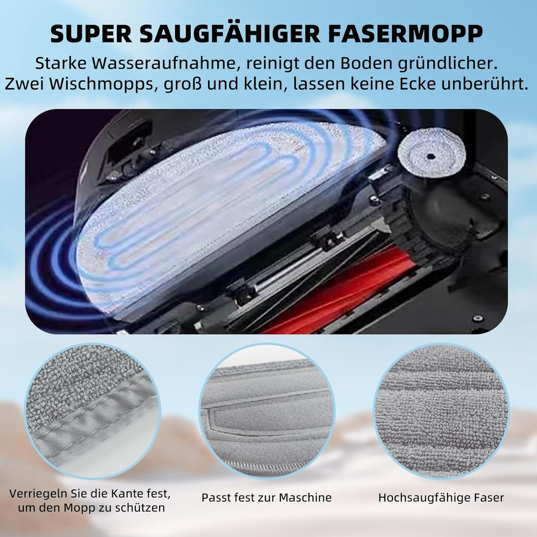25PCS Zubehör für Roborock S8 MaxV Ultra/S8 Max Ultra Staubsauger,2 Hauptbürsten,4 HEPA-Filter,4 Mop