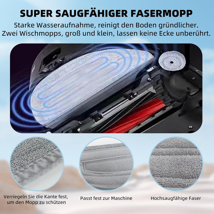 25PCS Zubehör für Roborock S8 MaxV Ultra/S8 Max Ultra Staubsauger,2 Hauptbürsten,4 HEPA-Filter,4 Mop