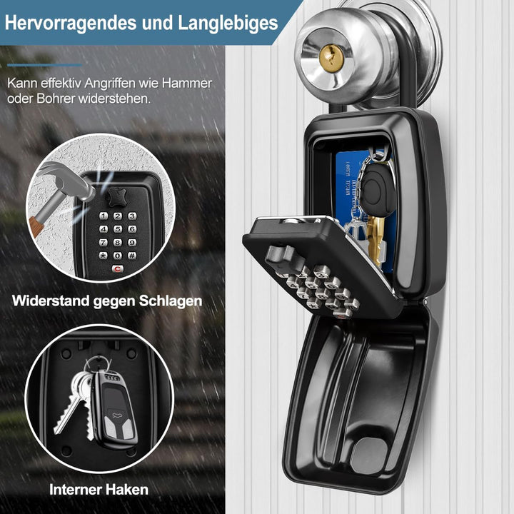 ENONEO Schlüsseltresor mit Zahlencode Schlüsselbox mit Bügel Ultra-Robustes Kleine Schlüsselsafe Aus