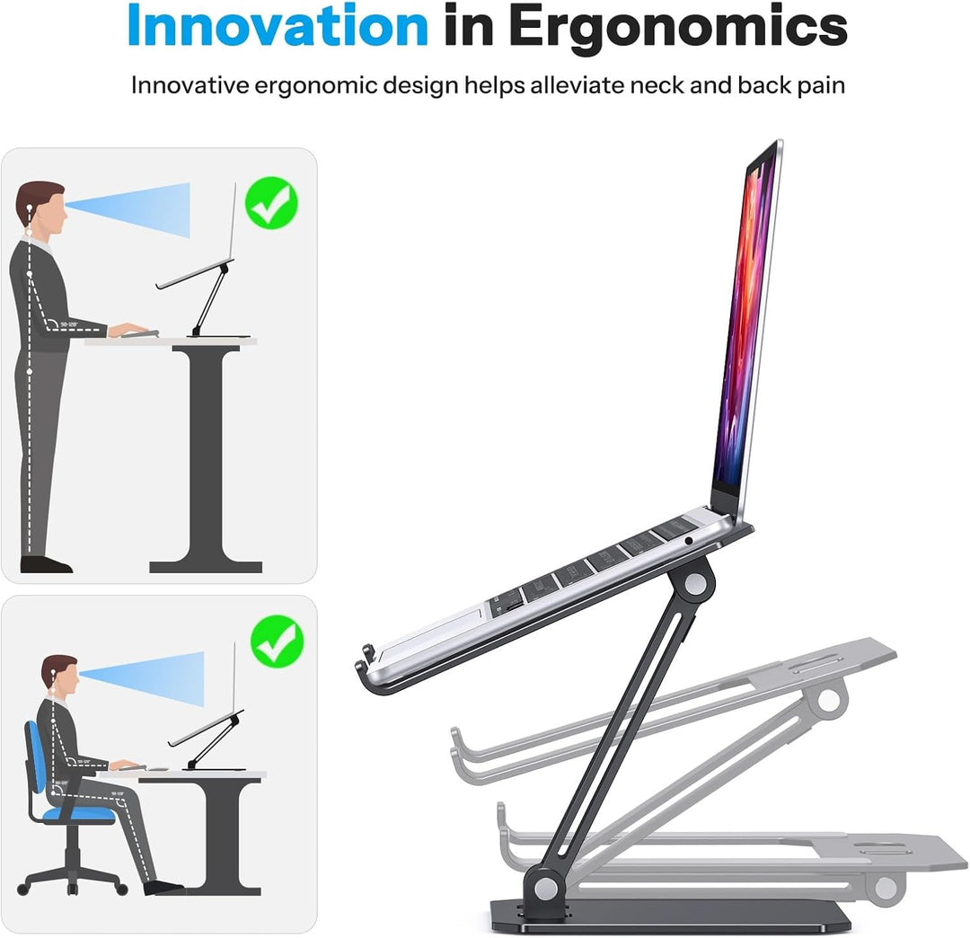 OMOTON Aluminium Laptop Ständer Höhenverstellbar, Ergonomischer Faltbarer Notebook Ständer, Laptop H