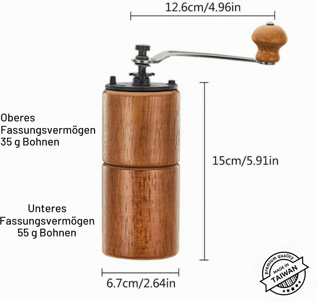 Akirakoki Manuelle Kaffeemühle aus Holz mit Gusseisen-Grat, grosse Kapazität, Handkurbel, tragbar, R
