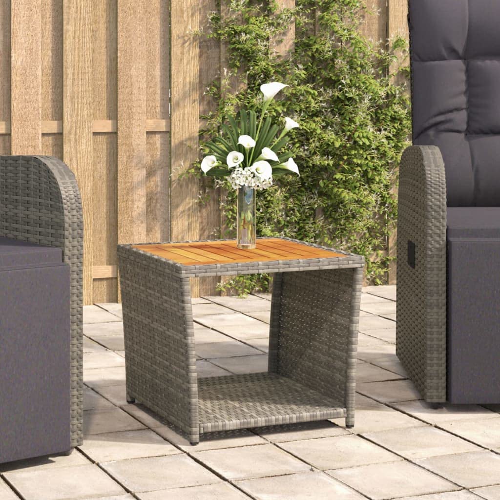 FIRBNUS 45x45x40 cm Garten Beistelltisch mit Holzplatte Couchtisch Balkontisch Terrassentisch Garten