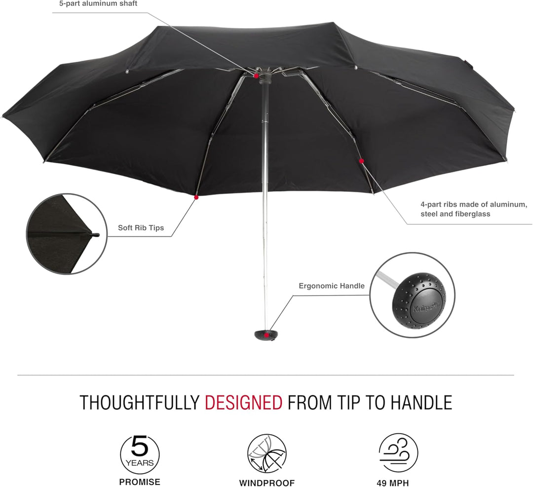 Knirps X1 Taschenschirm 18 cm 90cm Black Superthin, 90cm Black Superthin