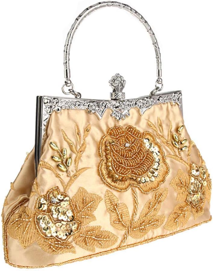 Ro Rox Marie Vintage 1920er Flapper Gatsby Peaky Blinders Party Abendhandtasche Gold, Gold