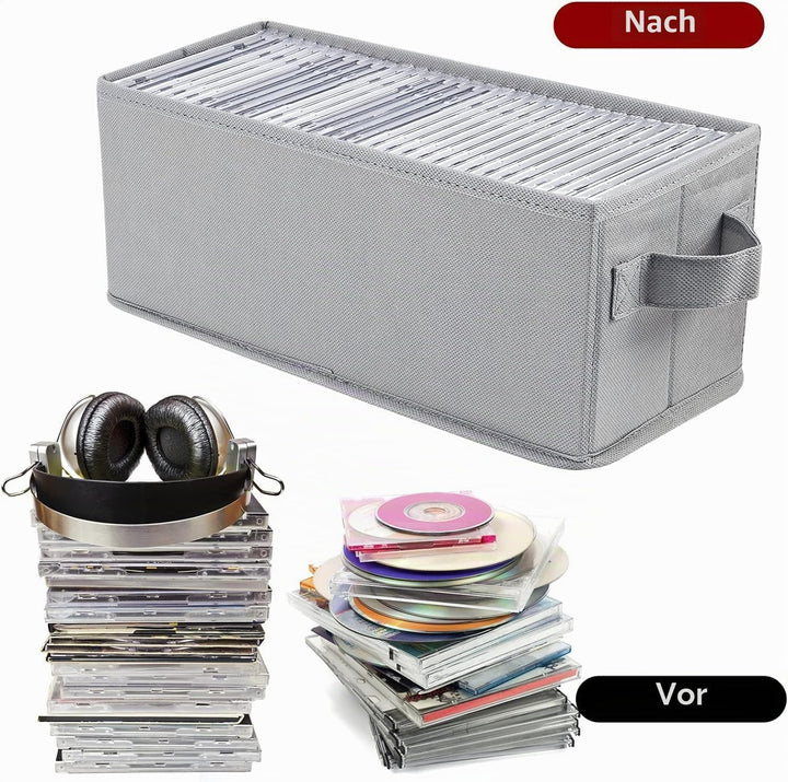 UENTIP CD-Aufbewahrungsbox, 1 Stück, CD-Hülle, 33,5 x 15 x 13,5 cm, Behälter für 30 CDs in vollen Ju