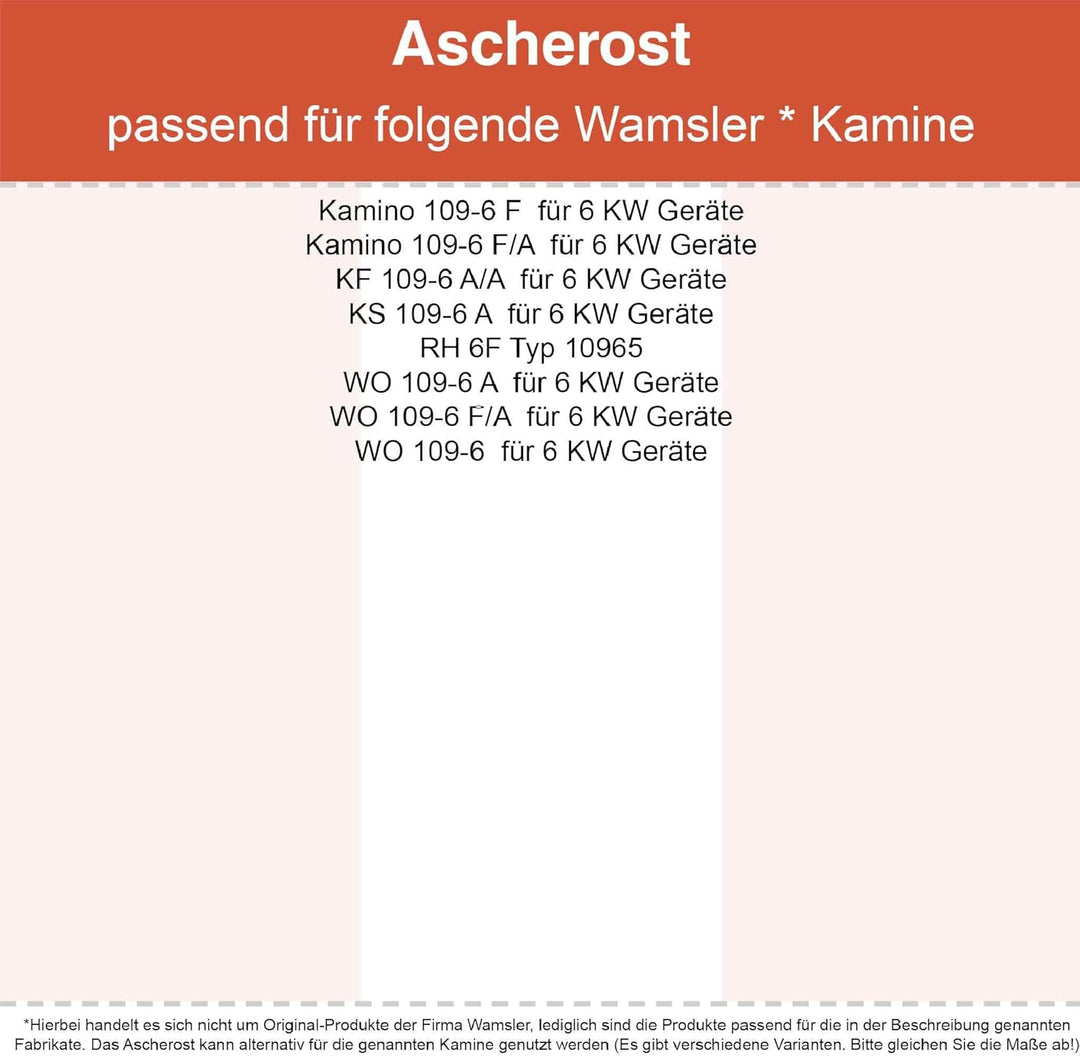 Kaminrost/Ascherost Rund Ø 185 x 10 mm passend für Wamsler** Kaminöfen inkl. Modellübersicht - Asche