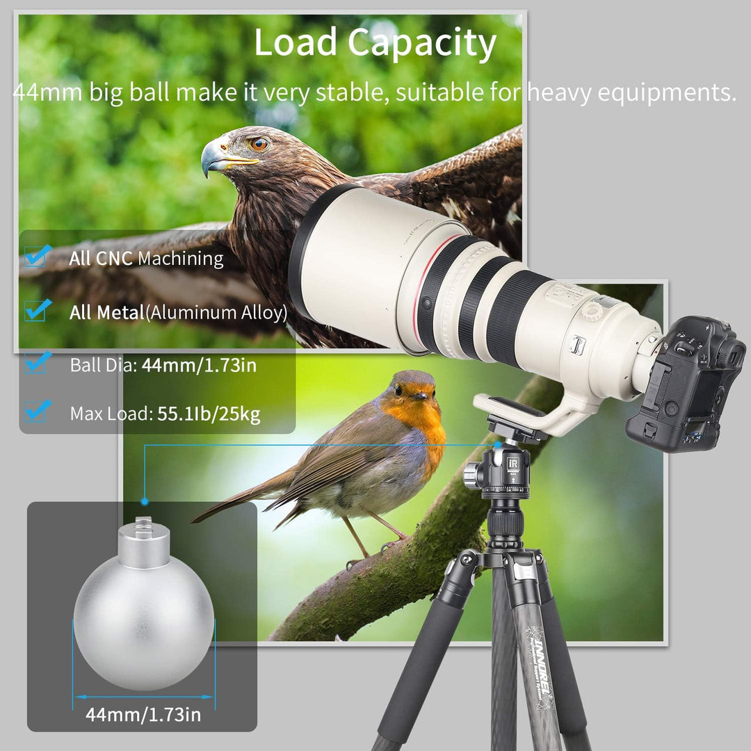 INNOREL N44 Kugelkopf Stativköpfe Tripod Head Niedrige Profile Kugelkopf 360 Grad Drehbarer Durchmes