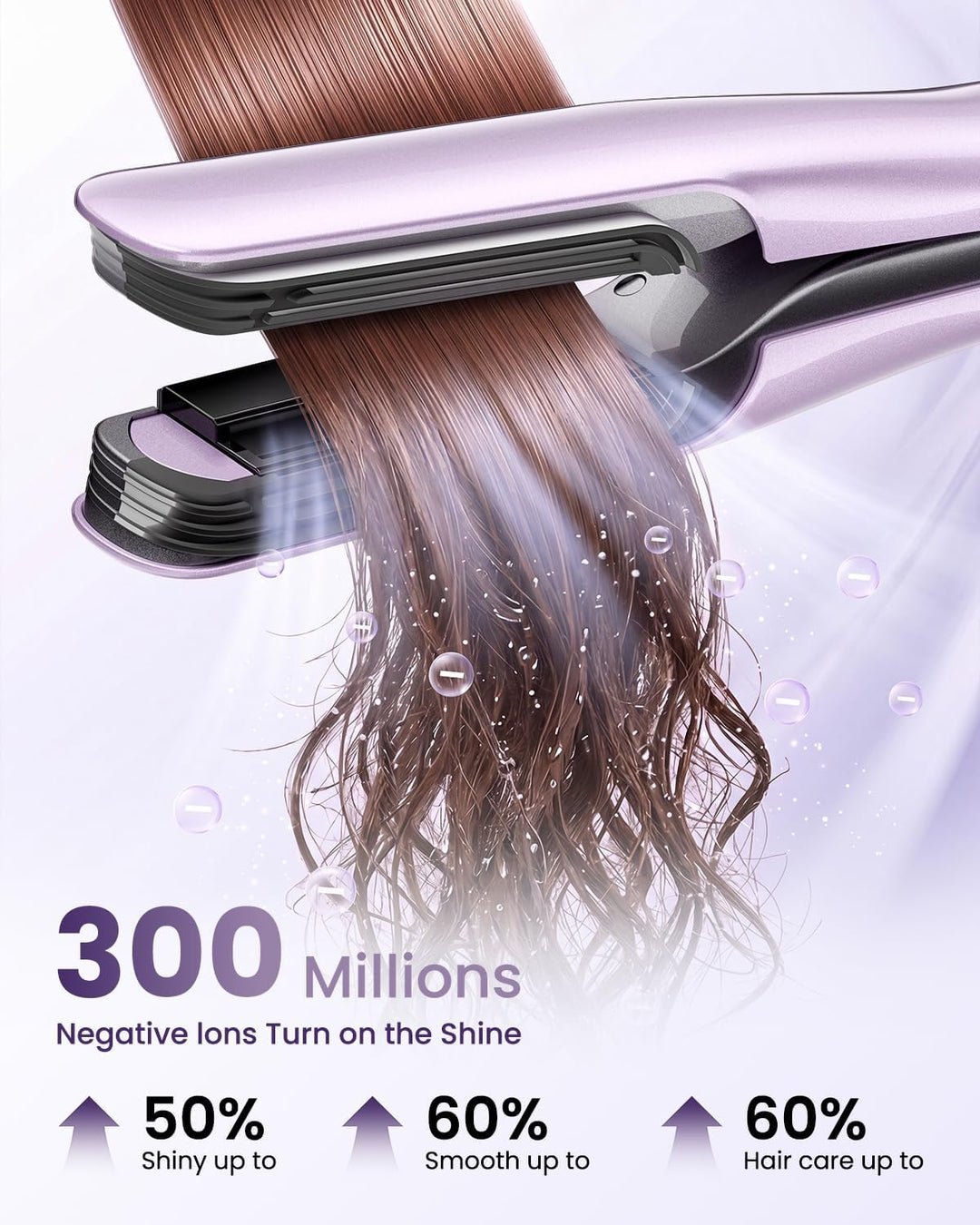 HITTIONA Air Haarglätter Föhn 3 in 1 - Nass-zu-Trocken Glätteisen mit Föhndüse &amp; Volumenbürste, Troc