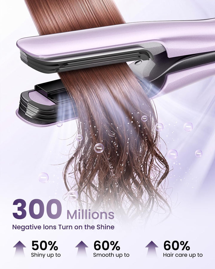 HITTIONA Air Haarglätter Föhn 3 in 1 - Nass-zu-Trocken Glätteisen mit Föhndüse &amp; Volumenbürste, Troc