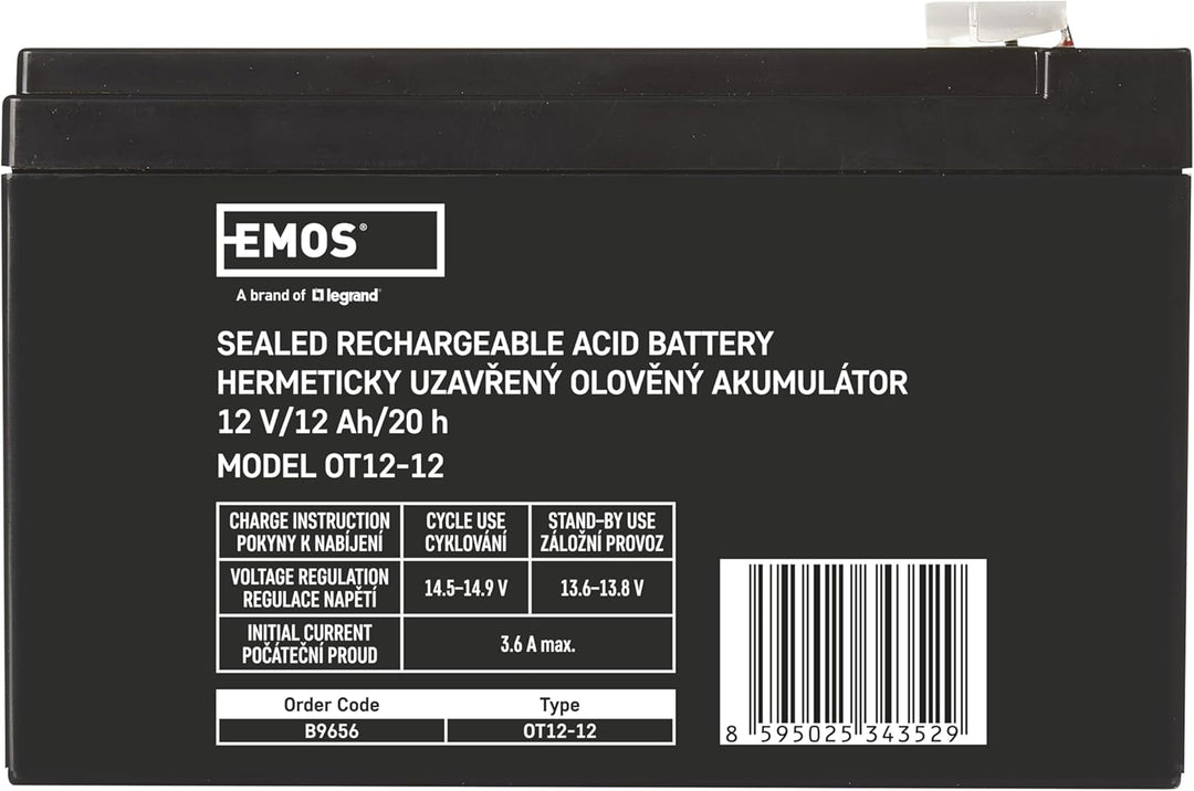 EMOS Wartungsfreier Bleiakku/Bleiakkumulator für Gefahrmeldeanlagen, Brandmeldetechnik, USV, Aufzüge