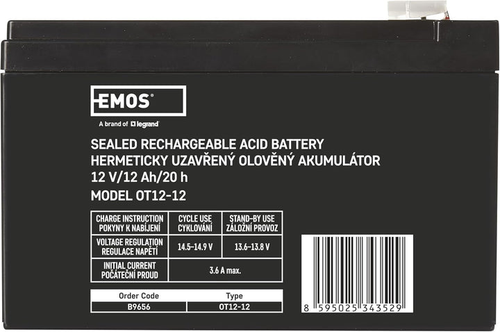 EMOS Wartungsfreier Bleiakku/Bleiakkumulator für Gefahrmeldeanlagen, Brandmeldetechnik, USV, Aufzüge