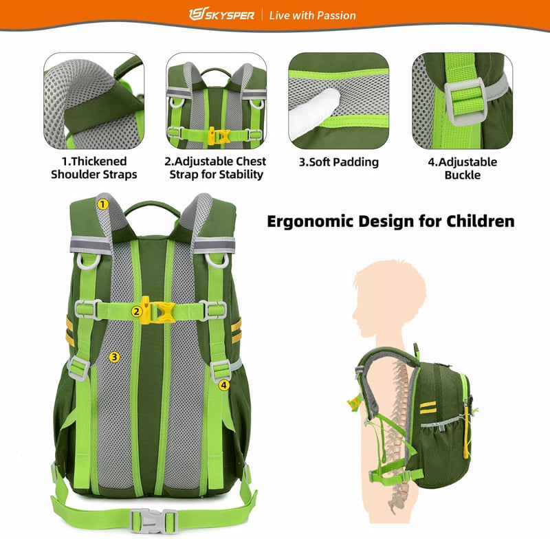 SKYSPER KIDS 12 Kinderrucksack Jungen & Mädchen für 3-8 Jährige, komfortabler Wanderrucksack Kinder