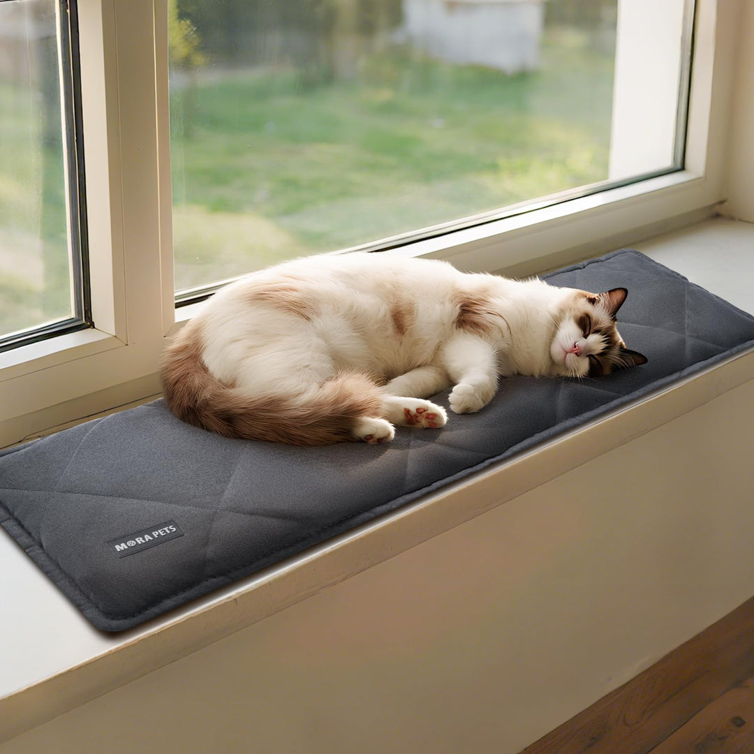 Mora Pets Katzen Fensterliege Fensterbank rutschfest, Selbstheizende Katzendecke für Fenster, Wärmed