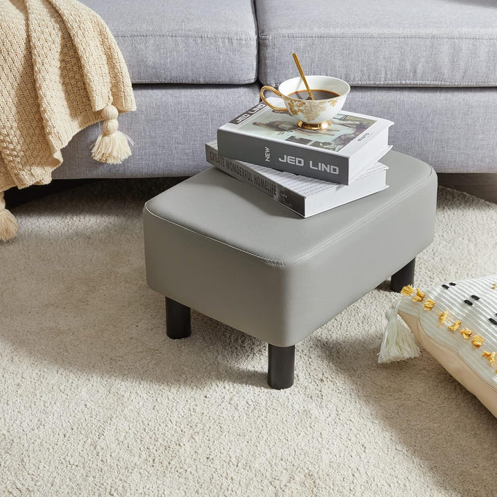 YMYNY Rechteckiger Fusshocker Sitzbank, 42 x 29 x 23 cm, Gepolsterter Hocker aus PU-Leder, mit Holzb